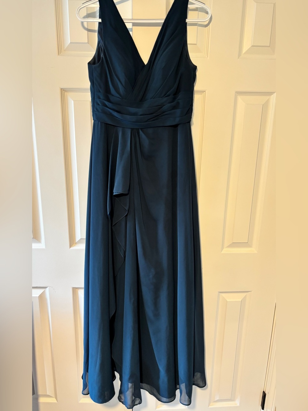 Azazie Teal V-Neck Maxi Dress